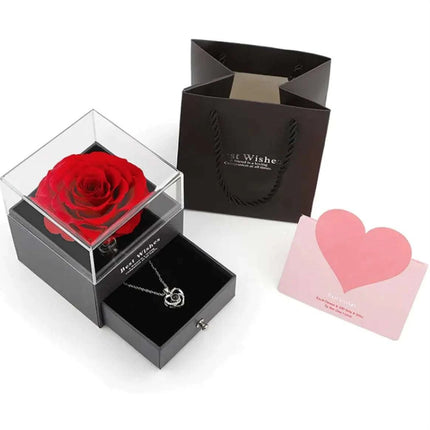 Acrylic Preserved Rose Jewelry Gift Box - Royalessencelux