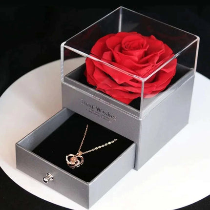 Acrylic Preserved Rose Jewelry Gift Box - Royalessencelux