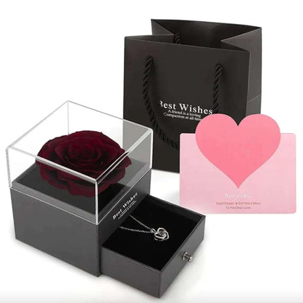 Acrylic Preserved Rose Jewelry Gift Box - Royalessencelux