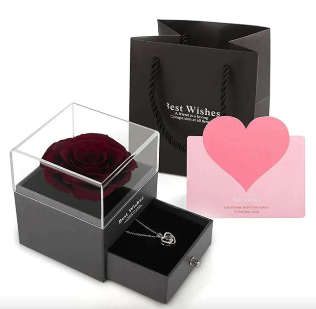 Acrylic Preserved Rose Jewelry Gift Box - Royalessencelux