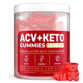 Red bear-shaped soft candy gummies acv ketone 1500mg in a clear plastic jar with white lid 60 count bottle