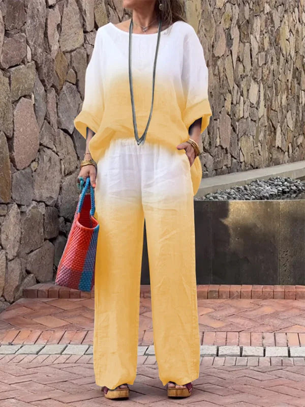 Women's cotton linen gradient two-piece set – view 10