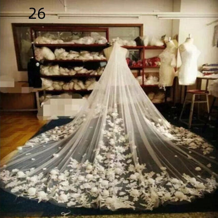 Bridal Wedding Dress Long Tail Luxury Super Fairy Wedding Veil - Royalessencelux