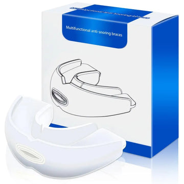 Adjustable anti snoring white silicone mouth guard with contoured design for effective anti snoring comfort and functionality