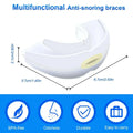 Adjustable anti snoring white plastic multifunctional mouth guard with soft contoured design and inner yellow cushion