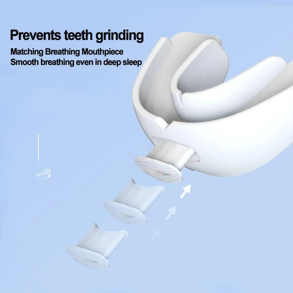 White plastic adjustable anti snoring mouth guard with breathing mouthpiece for effective anti snoring and teeth grinding prevention