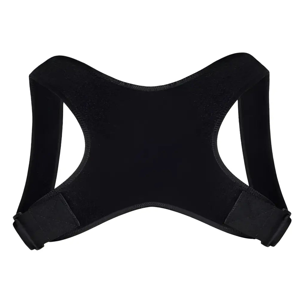 Black fabric posture corrector with adjustable straps and velcro closures support belt for luxury women’s fashion