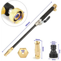 Adjustable black and gold car wash water gun with textured grip handle brass fittings for versatile water pressure control