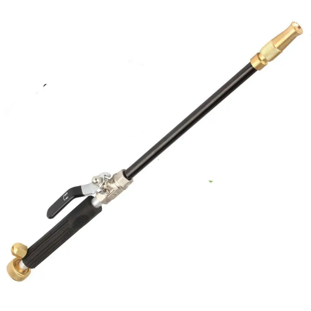 Adjustable black and gold car wash water gun with textured grip handle and durable garden hose spray nozzle