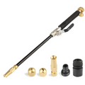 Adjustable black and gold car wash water gun with interchangeable attachments and textured grip handle for garden use
