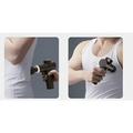 Black adjustable handheld muscle massage gun with textured grip and circular head for targeted fitness recovery