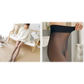 Black sheer adjustable maternity pantyhose tights with smooth stretchy fabric and a comfortable snug waistband