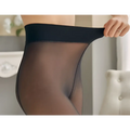Black sheer adjustable maternity pantyhose tights with smooth elastic waistband for comfortable maternity wear