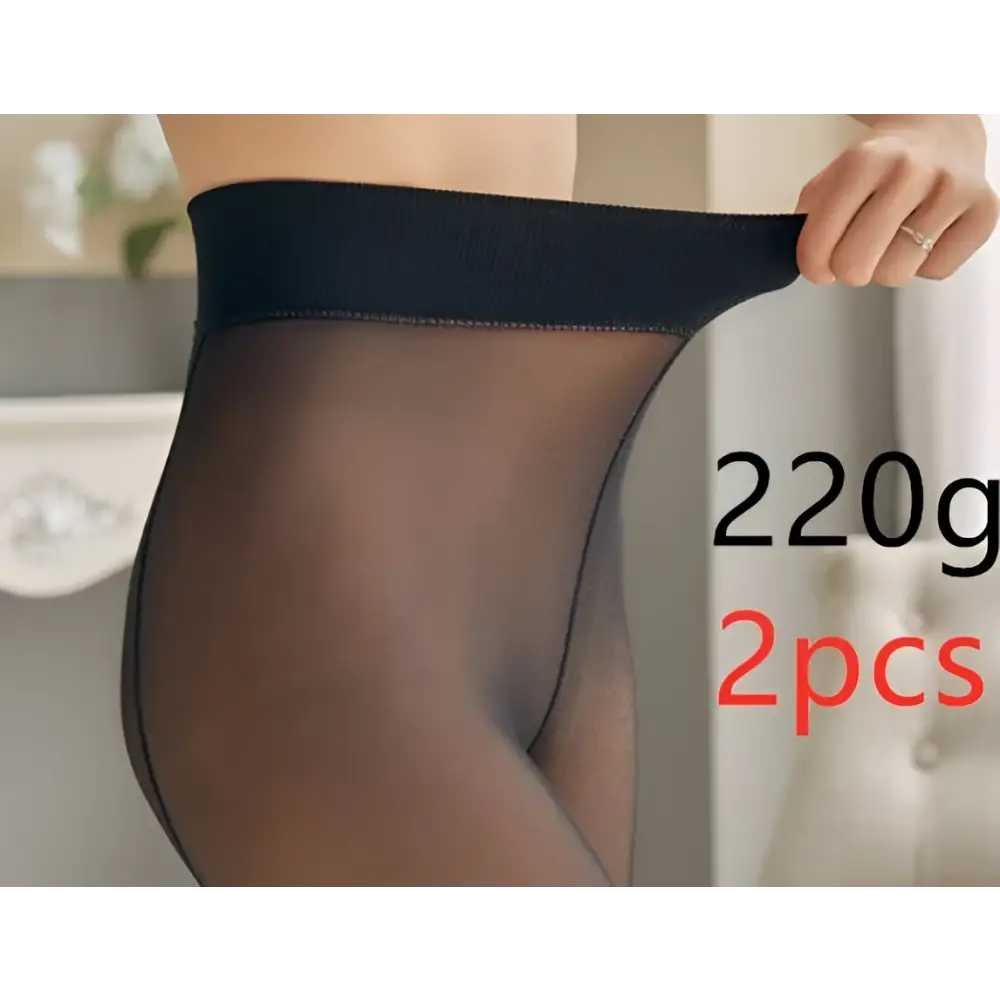 Black sheer adjustable maternity pantyhose tights with smooth stretchy waistband for comfortable maternity leggings use
