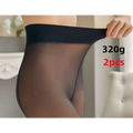 Black sheer adjustable maternity pantyhose with a smooth stretchy waistband for comfortable maternity leggings use