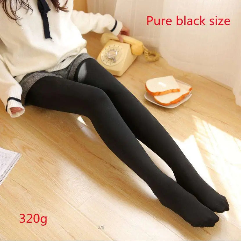 Adjustable maternity pantyhose tights in pure black 320g with a smooth seamless finish for comfortable maternity leggings