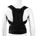 Black mesh posture correction belt with adjustable straps shown from the back for improved posture support