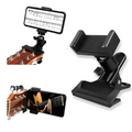 Black adjustable phone guitar clip made of durable material for secure live streaming and guitar clip stand use