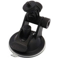 Black plastic adjustable sports camera suction cup mount with adjustable arm for secure attachment to smooth surfaces