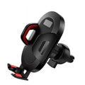 Adjustable suction cup car phone navigation bracket in black and red with carbon fiber texture accents