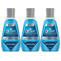 Three-pack of crest pro-health advantage mouthwash deep clean in translucent blue bottles with silver caps 33.8 oz each