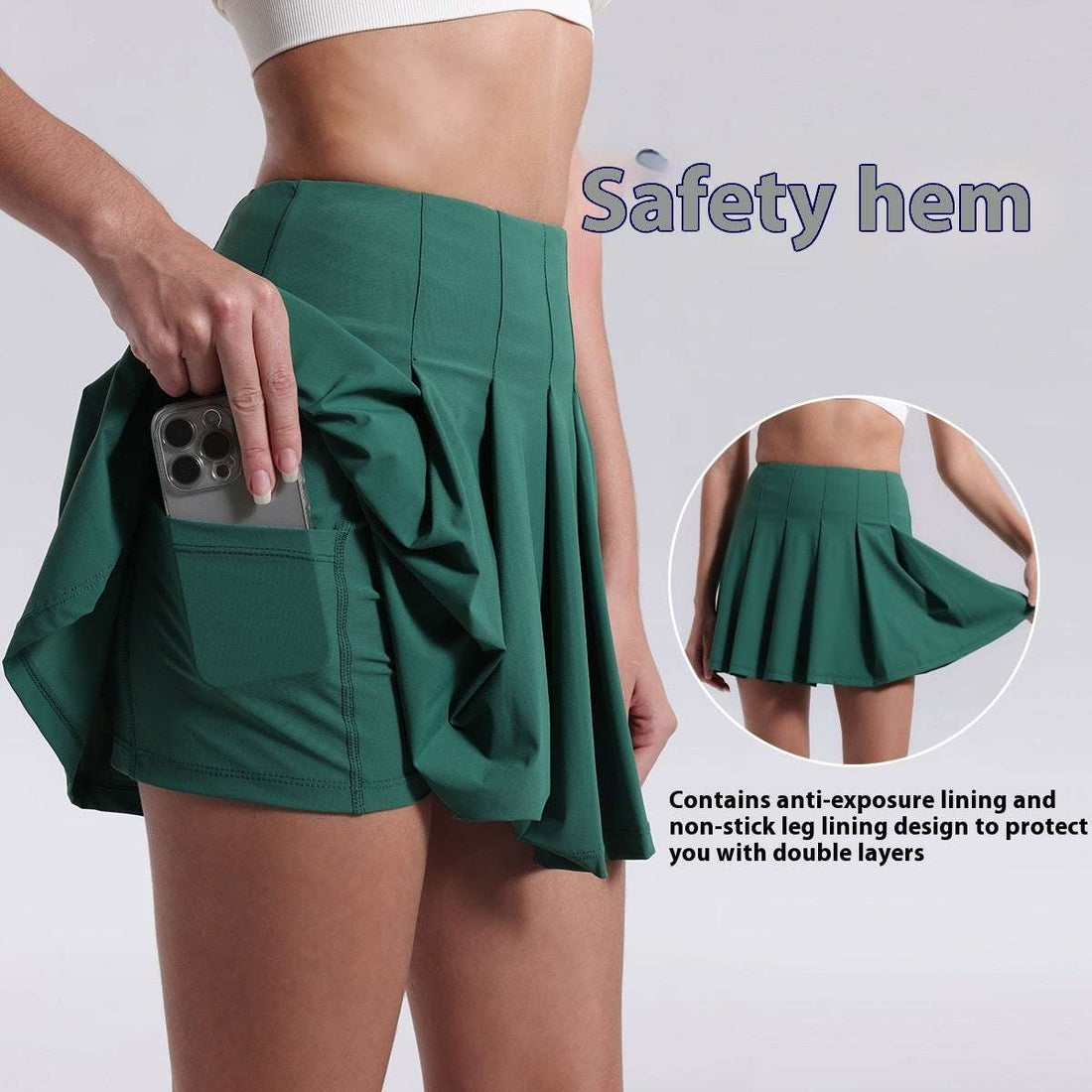 Aerobics High Waist Anti-exposure Running Quick-drying Fitness Yoga Exercise Pleated Tennis Skirt Button Full Cup Plus Size Bra Without Wi Royalessencelux