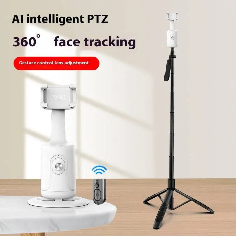White ai intelligent ptz camera with 360° ai face tracking and gesture control lens in a smart face tracking gimbal design