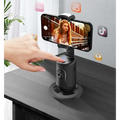 Black smartphone tripod with rotating base and clamp for stable video recording ai smart face tracking gimbal phone holder