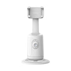 White plastic handheld 360-degree ai smart face tracking gimbal phone holder with mini branding on top mount