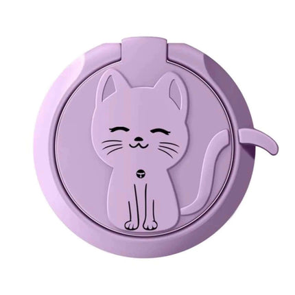 Ailifly Cute Cat Cartoon Liquid Feel Mobile Phone Ring Buckle Stand Holder (Purple) - Royalessencelux