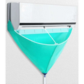 Teal fabric air conditioner waterproof cover with white trim and flexible base for cleaning tools suit mounting