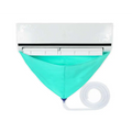 Teal triangular fabric air conditioner drip catcher with clear plastic tubing for conditioner waterproof cover cleaning tools suit