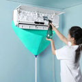 Teal fabric air conditioner waterproof cover cleaning tools suit with white pole base for efficient AC cleaning use