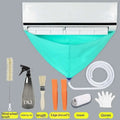 Teal fabric air conditioner cleaning tools suit with white hose and conditioner waterproof cover for effective maintenance