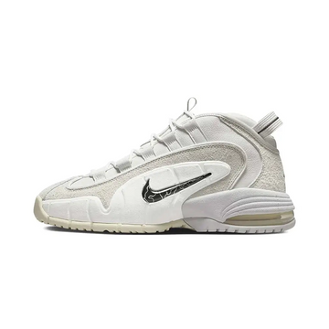 White nike air max penny dv0684 sneaker with textured upper and black swoosh in size 10 for casual wear