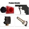 Red plastic air portable sandblasting gun with black grip and metal nozzle for brake disc paint cleaning