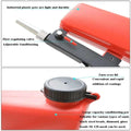Red industrial plastic air portable sandblasting gun with black flow regulator and turn-over lid for brake disc paint