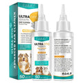 White plastic bottle with white nozzle and teal label elaimei ultra-otic advanced plus alcohol free pet ear cleaner 50ml