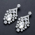 Sparkling silver alloy diamond accessories teardrop pendant earrings with floral crystal jewelry set design