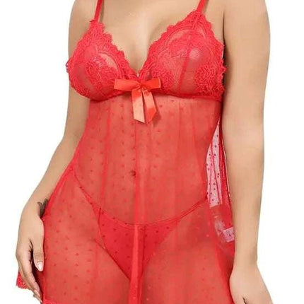 ALOVECDYV Womens Sexy lingerie Lace Babydoll Chemise Sleepwear Black (Red XL) - Royalessencelux
