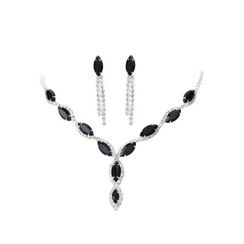 Elegant amazon burst red suit crystal jewelry set featuring red and silver marquise-cut crystal necklace