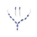 Elegant blue and silver crystal necklace set with marquise-cut stones from the amazon burst red suit crystal jewelry collection