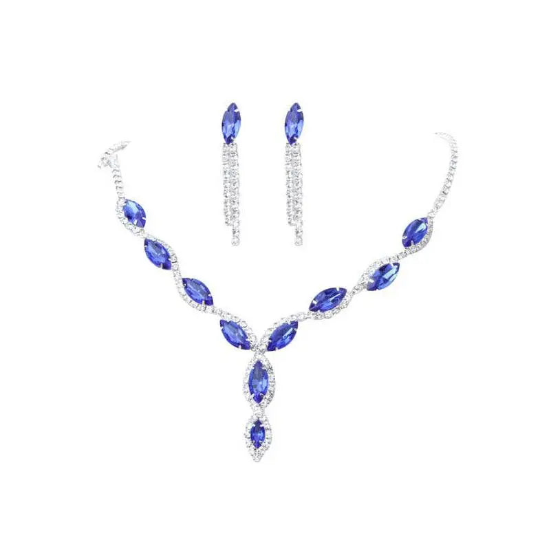 Elegant blue and silver crystal necklace set with marquise-cut stones from the amazon burst red suit crystal jewelry collection