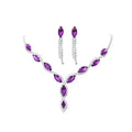 Elegant purple and silver marquise-cut crystal necklace set from amazon burst red suit crystal wedding jewelry collection
