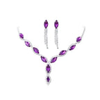 Elegant purple and silver marquise-cut crystal necklace set from amazon burst red suit crystal wedding jewelry collection