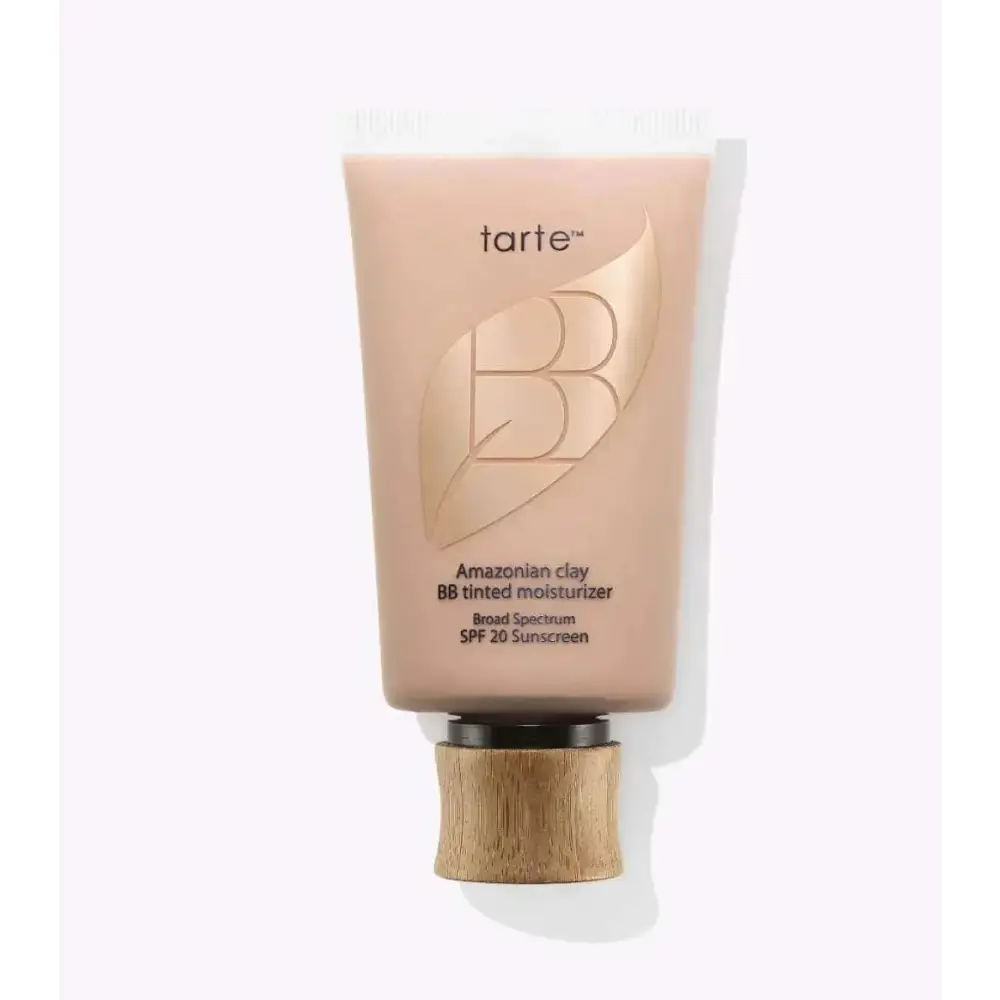 Tarte amazonian clay bb tinted moisturizer medium in a matte peach tube with natural wood-textured cap