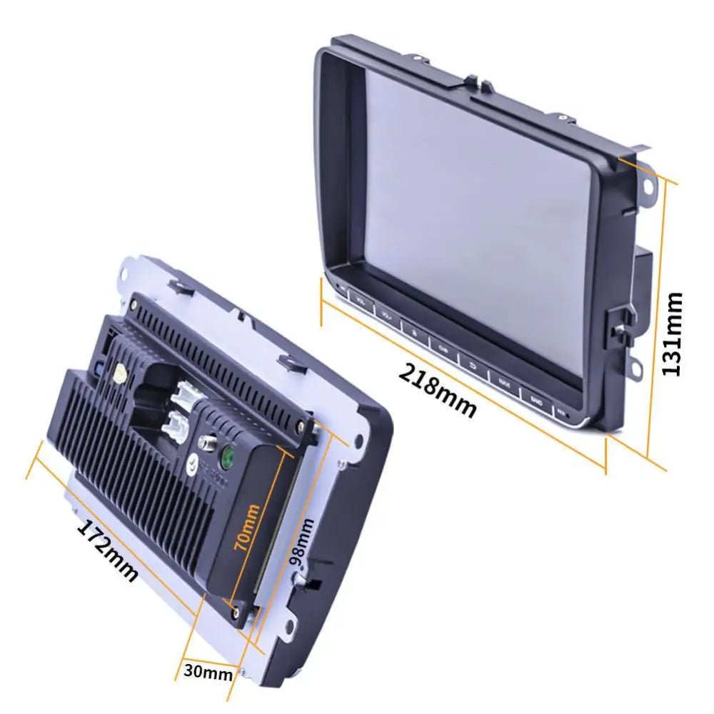 Android gps navigation car stereo with sleek black plastic variable case mp5 and 131mm by 218mm screen with buttons