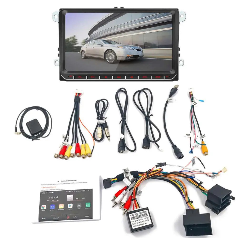 Black 10.25-inch sleek android gps navigation touchscreen car stereo with built-in audio in a white variable case mp5
