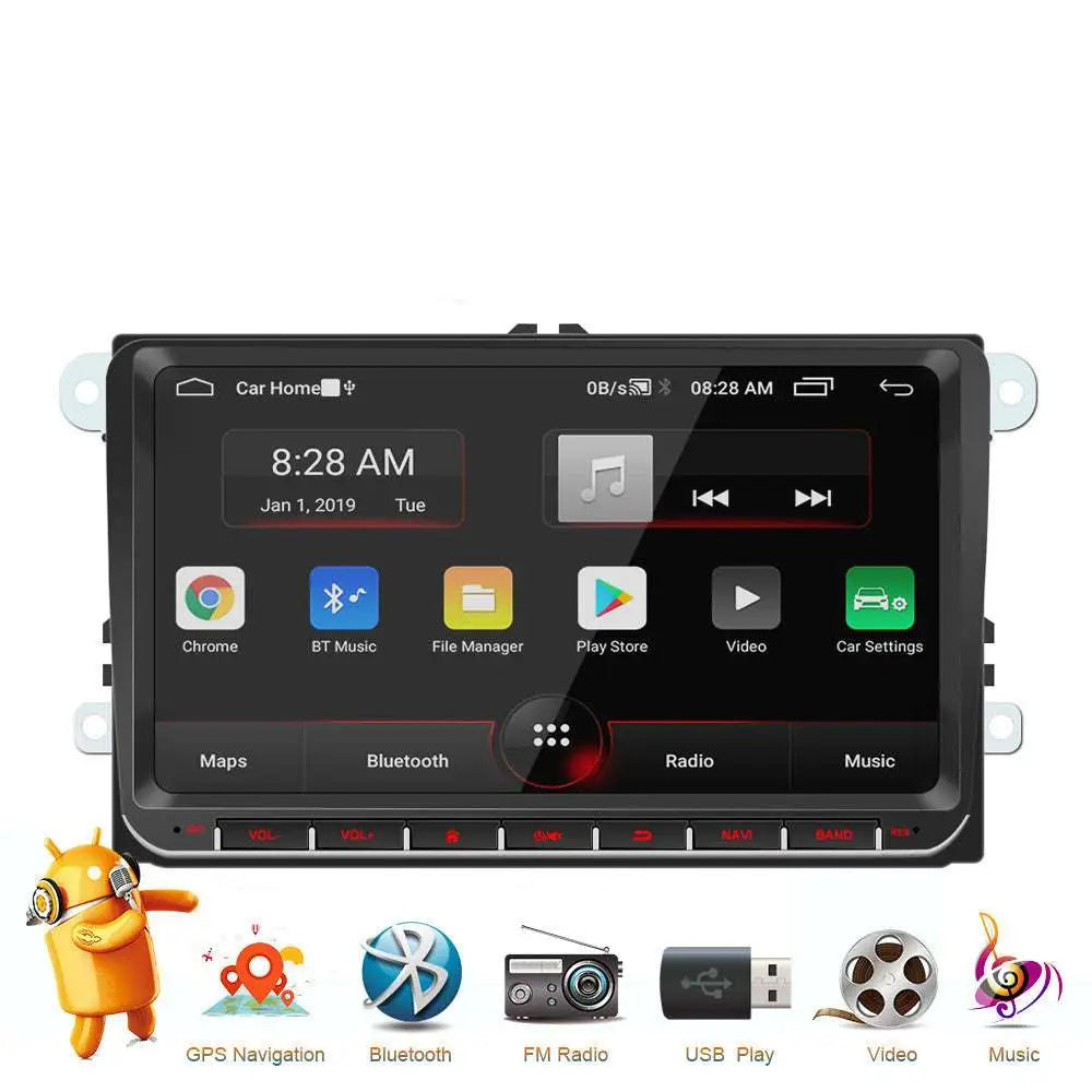 Android GPS navigation sleek black car stereo with touchscreen apps and white variable case mp5 for versatile use
