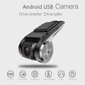 Black and silver android usb car dvr driving recorder camera with textured grip and circular speaker grille